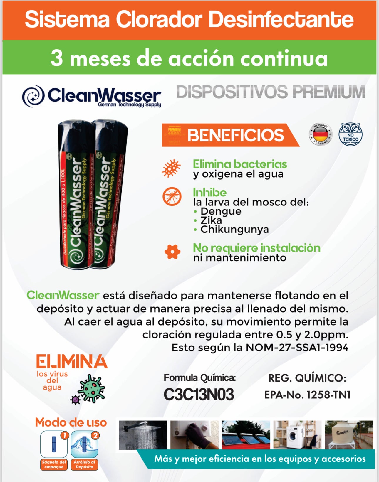 Kit: 1 Cartucho Desinfectante y 1 Cartucho AntiSarro para Tinaco de 400 a 1,100lts