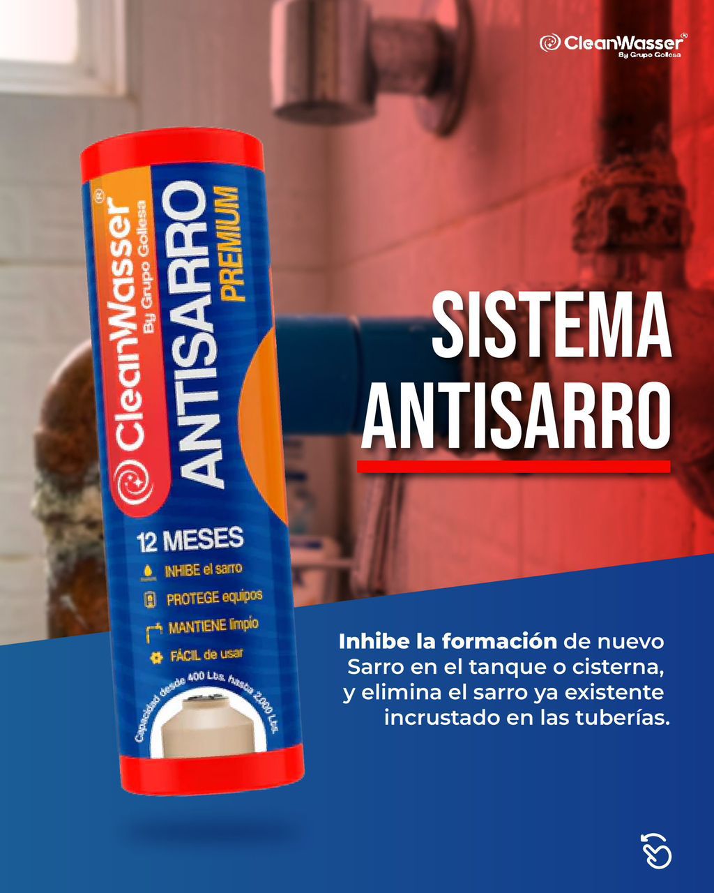 Kit 2 Cartuchos AntiSarro Premium CleanWasser 400 a 2,000lts