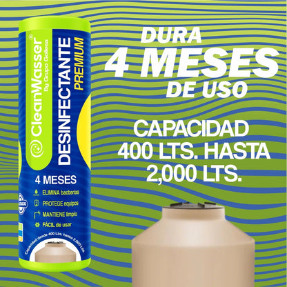 NUEVO CARTUCHO DESINFECTANTE PREMIUM PARA TINACO DE 400 A 4,500lts