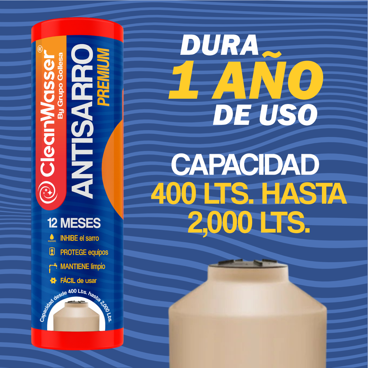 NUEVO CARTUCHO ANTISARRO PREMIUM PARA TINACO DE 400 A 2,000 litros