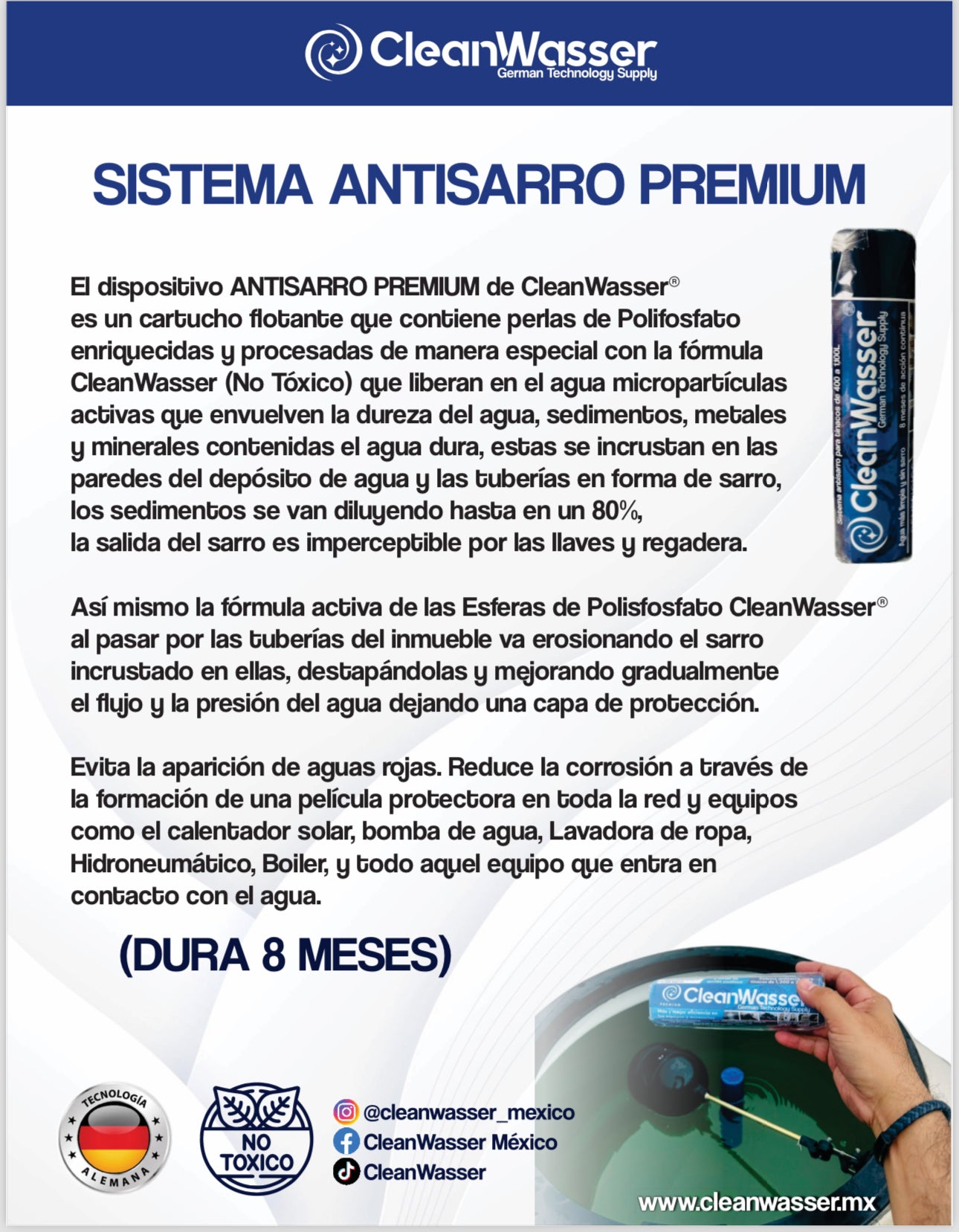 Kit: 1 Cartucho Desinfectante y 1 Cartucho AntiSarro para Tinaco de 400 a 1,100lts