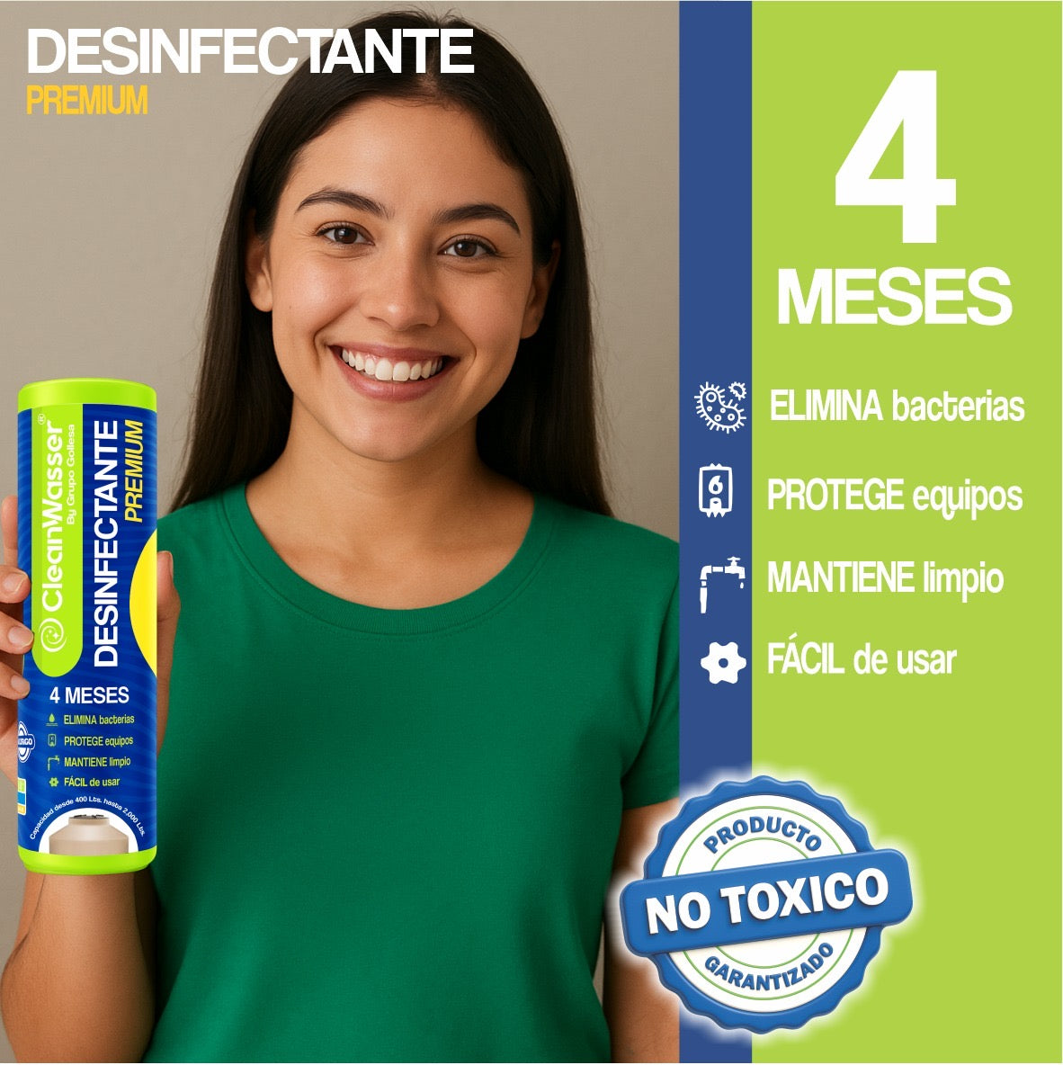 NUEVO CARTUCHO DESINFECTANTE PREMIUM PARA TINACO DE 400 A 4,500lts