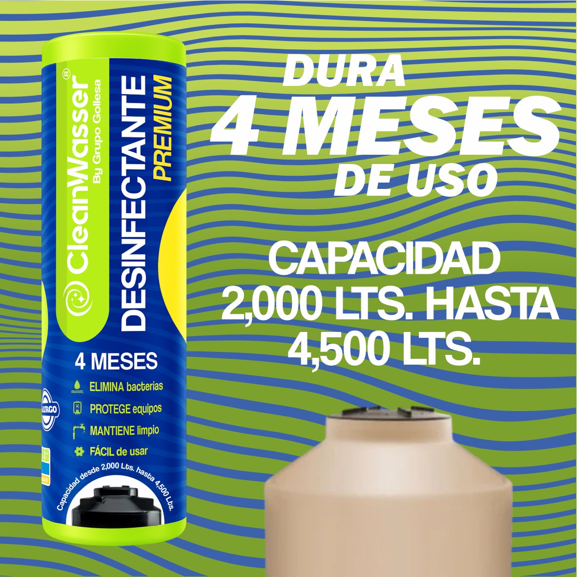 NUEVO CARTUCHO DESINFECTANTE PREMIUM PARA CISTERNAS DE 2,000 a 4,4500lts