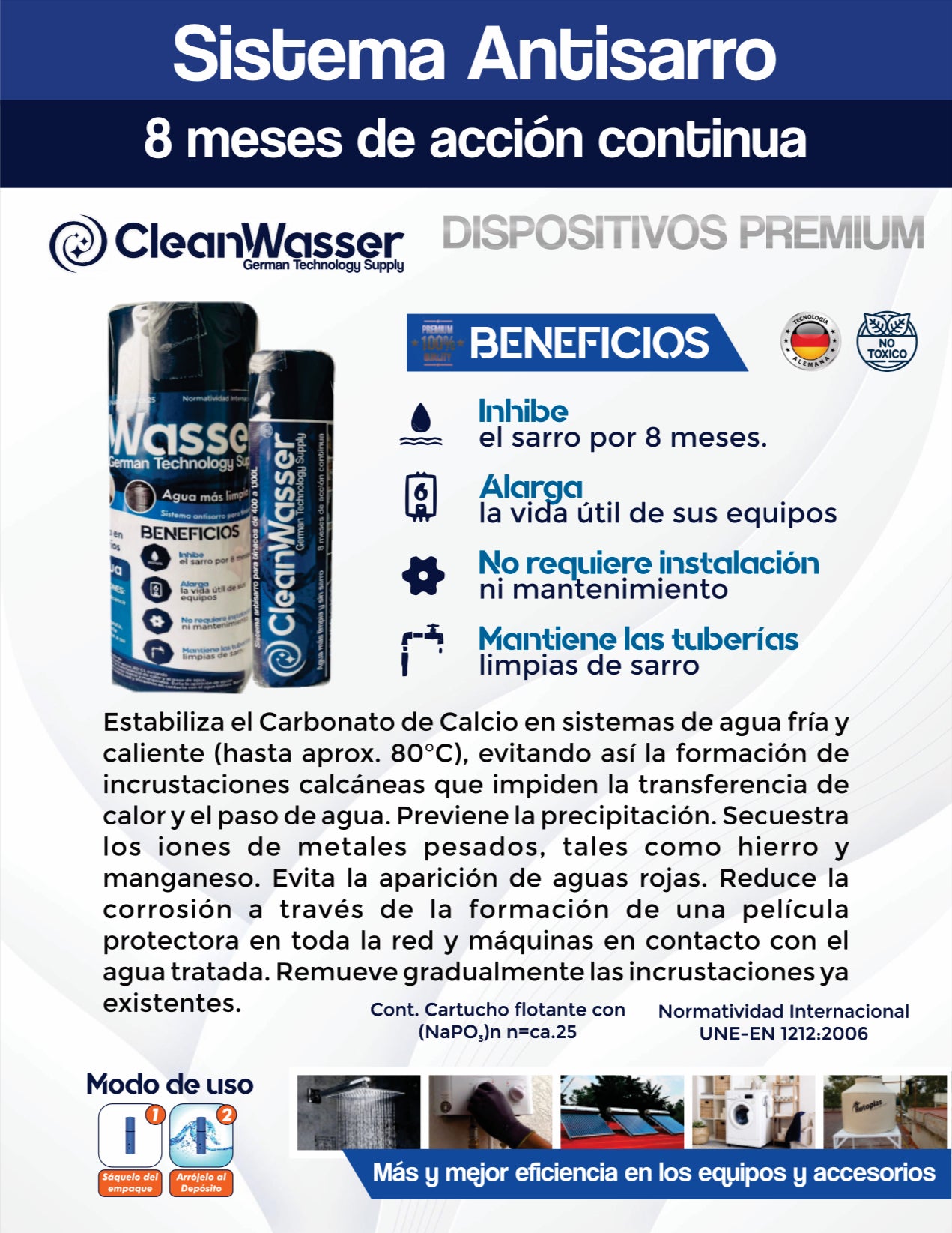 Kit: 1 Cartucho Desinfectante y 1 Cartucho AntiSarro para Tinaco de 400 a 1,100lts