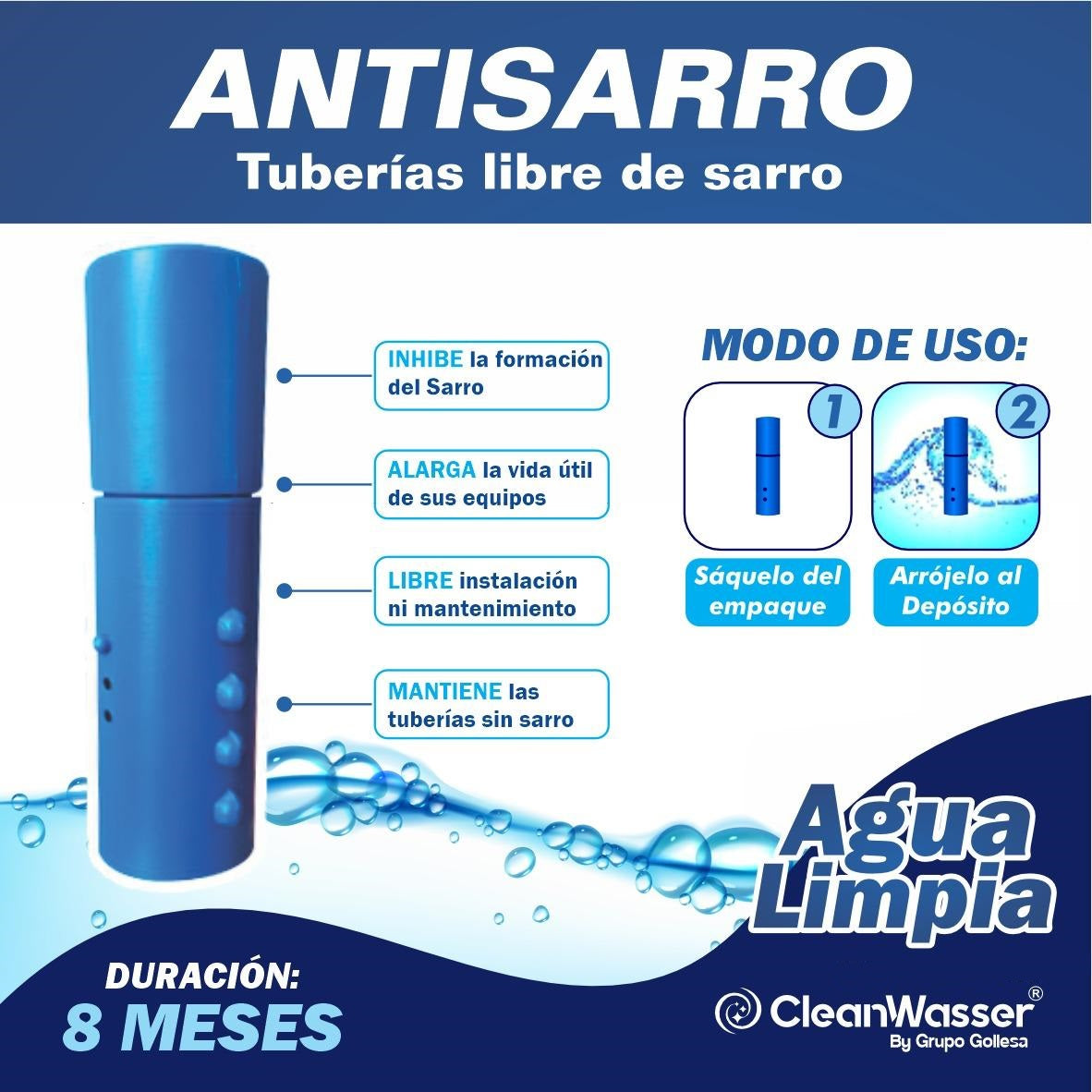 ANTISARRO AGUALIMPIA DE 400 A 1,100 LTS